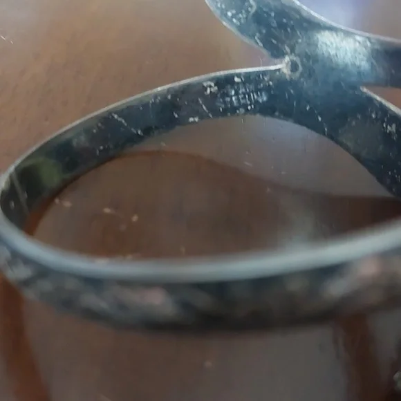 Vintage 925 Siam Sterling Niello Hindu Goddess Bypass Hinged Bangle Bracelet - Picture 4 of 8